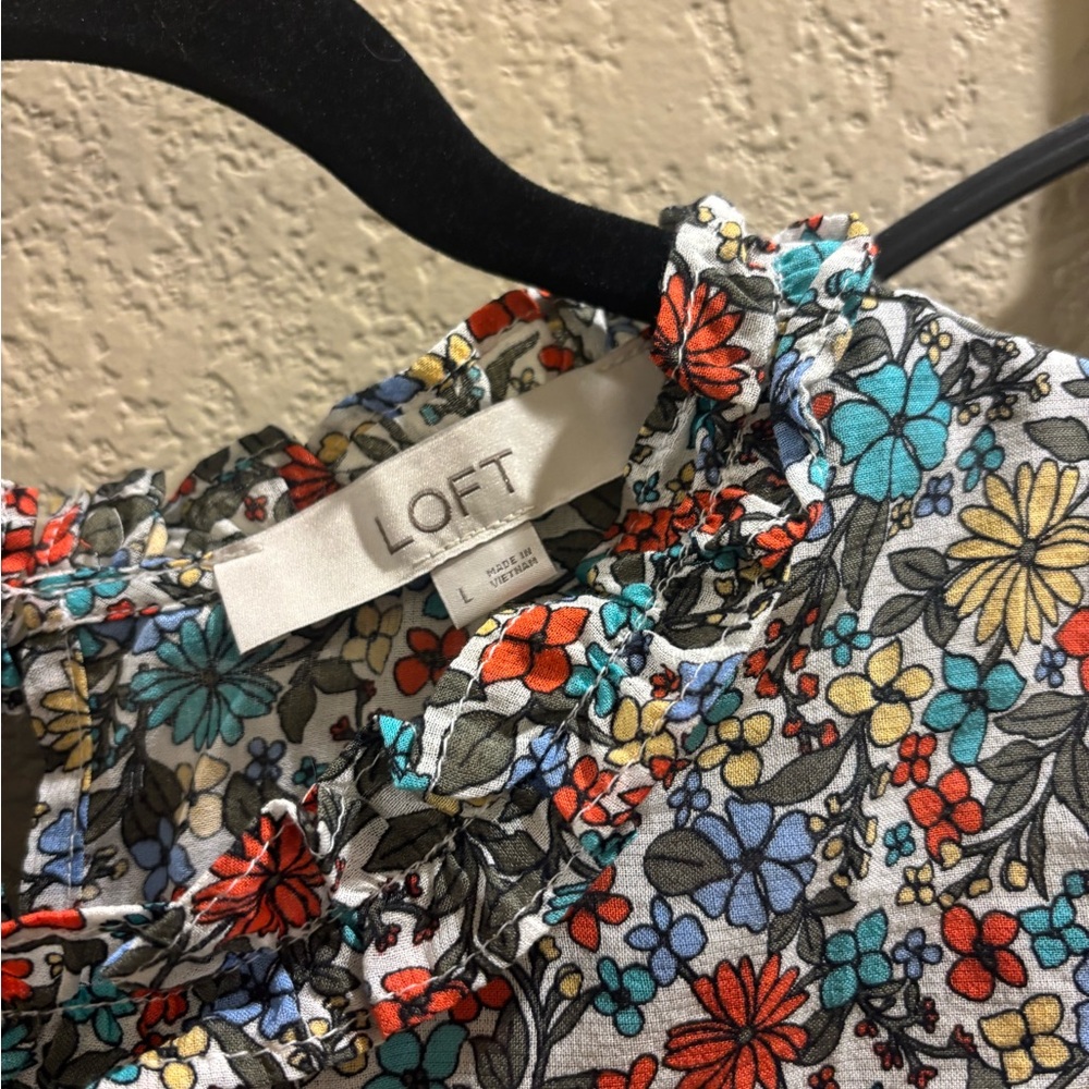 LOFT Multicolor Floral Ruffle Blouse - Picture 2 of 2